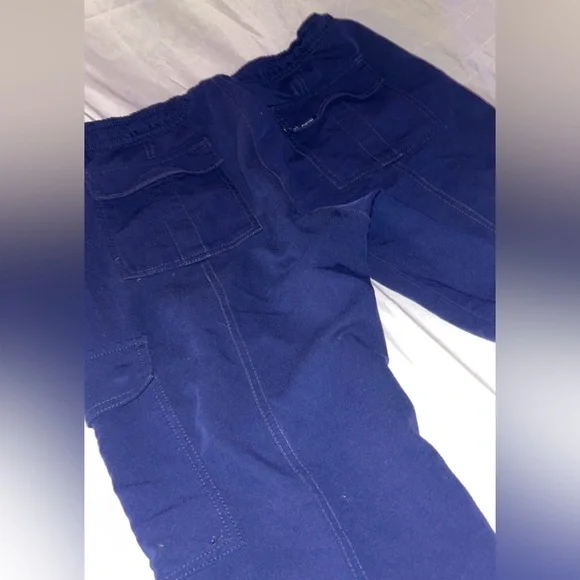 Jaanuu Men's Drawstring Jogger Navy Blue Pants Scrubs Zipper Clasp Pockets - Picture 7 of 9